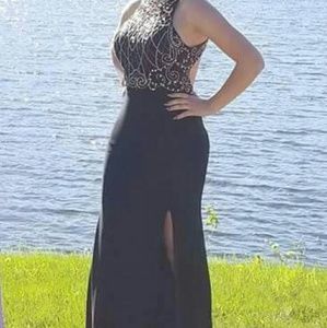 Beaded black prom dress